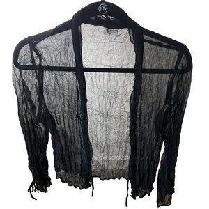 Samson Black lightweight jacket sheer with front tie and cuff ties